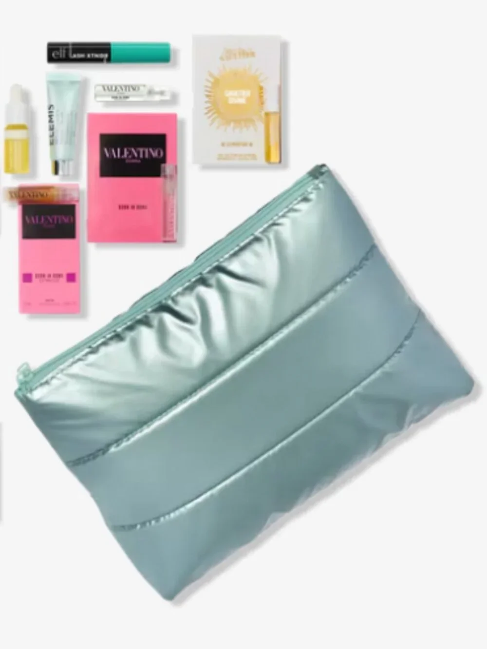 NWT Metallic Teal quilted travel make up bag